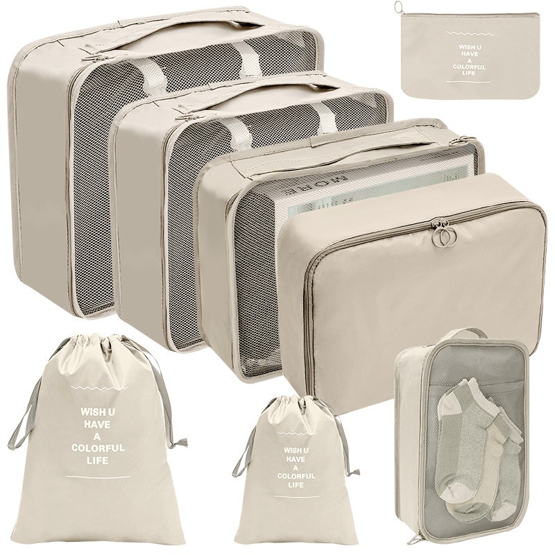 Bags for Travel Luggage Organizer Waterproof Wash Bag Clothes Bags Accessories Suitcase Organizer Storage 7/8PCS Organizer: Light Grey