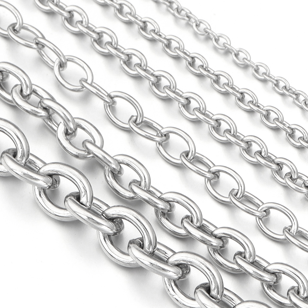 5 yardas/lote 3 4 5 6 8mm cadenas de acero inoxidable DIY collar pulsera O cadena de eslabones cadenas de eslabones a granel para fabricación de joyas al por mayor