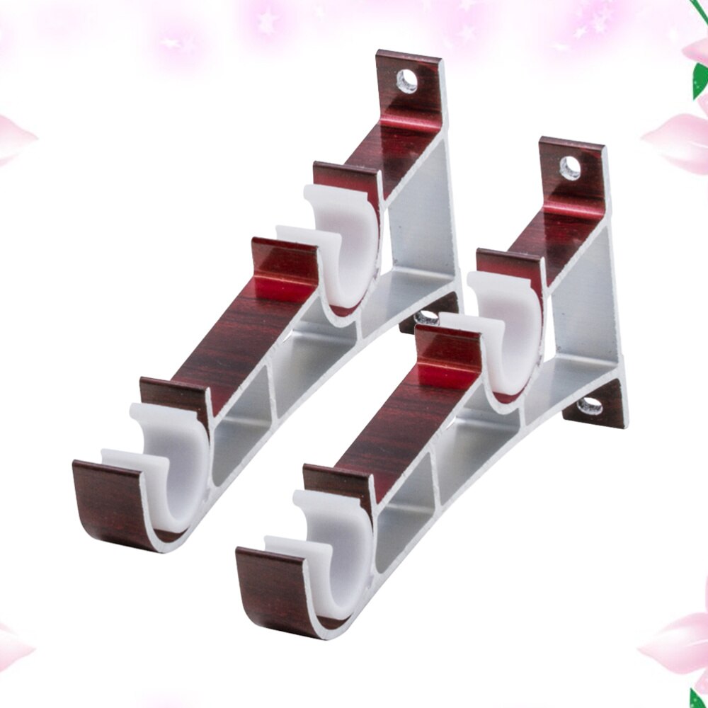 2PCS Curtain Fittings Aluminum Alloy Double Bracket Fish Type Double Code Curtain Rod Bracket