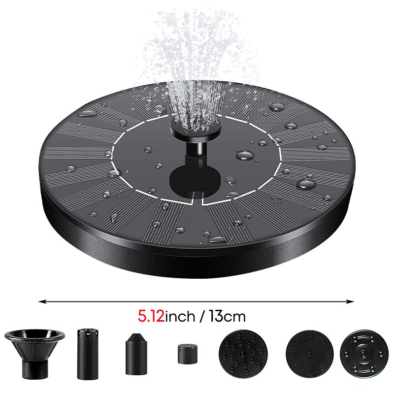 Solar Water Fountain Pool Pond Waterfall Fountain Garden Decoration Outdoor Bird Bath Solar Powered Fountain Floating Water: B 5.12inch 13cm