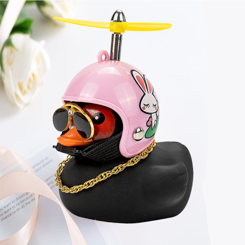 Pato de coche con casco, colgante de viento roto, pato amarillo pequeño, Motor de bicicleta de carretera, casco, accesorios de ciclismo sin luces: Rosa