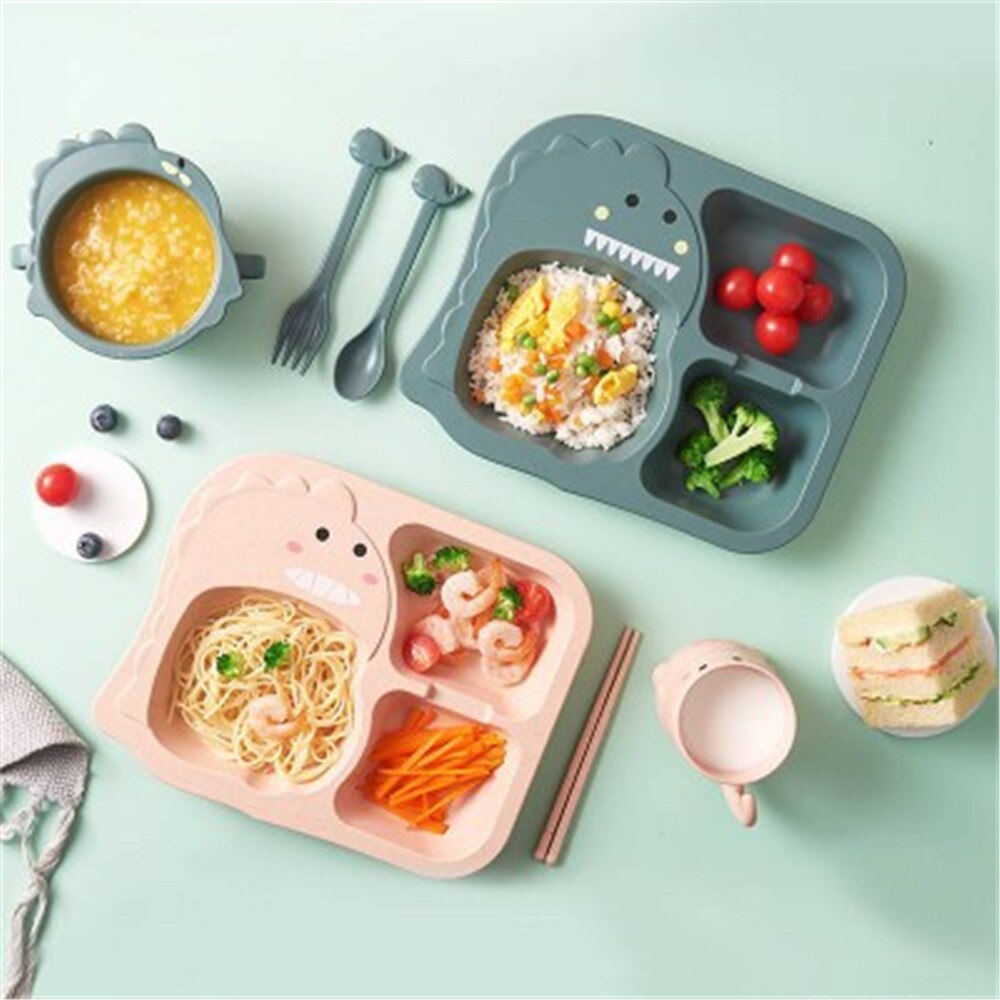 Plato de silicona de dinosaurio para bebé, vajilla de silicona para niños, plato antideslizante, tazón de alimentación de bebé sin BPA, antideslizante