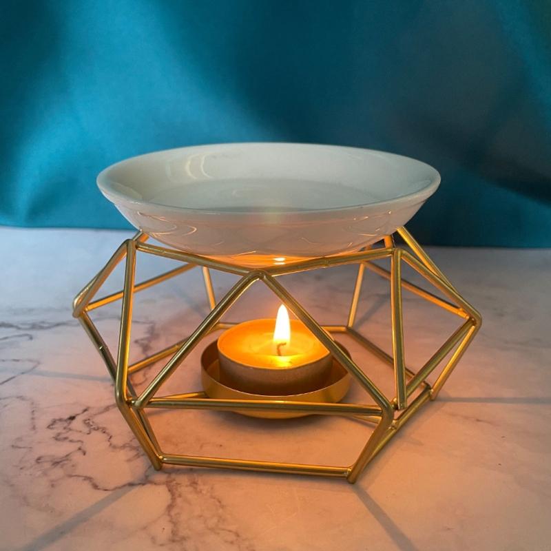 E74E Noordse geometrische kaarsenhouder Smeedijzeren kandelaar met wierookgerecht voor thuisbasis Verjaardagsfeestje Desktop