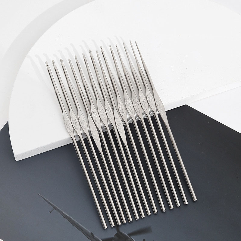 Gancho de ganchillo fino de metal, hilo de tejido de encaje, ganchos de ganchillo de un solo cabezal, herramientas de accesorios para tejer a mano, tamaño de agujas 0,5 mm-1,9 mm