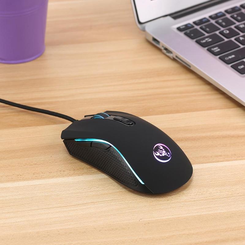 Cable Mouse A869 HXSJ Colorful Luminous Game Mouse DPI Four Adjustable Up to 3200DPI Optical Game Mouse