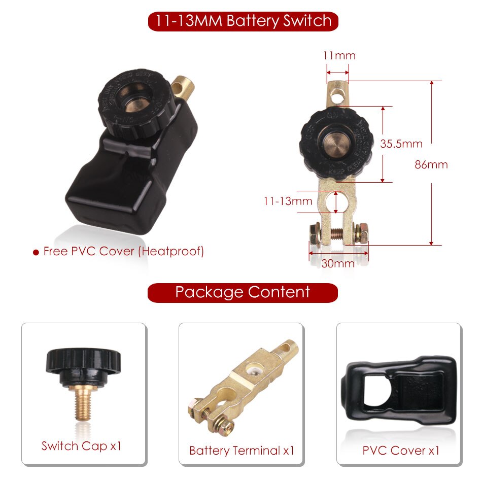 Batterij Disconnect Switch Top Mount Knop Afgesneden Master Kill Terminal Negatieve Klem Adapter forCar Voertuig Truck Boot