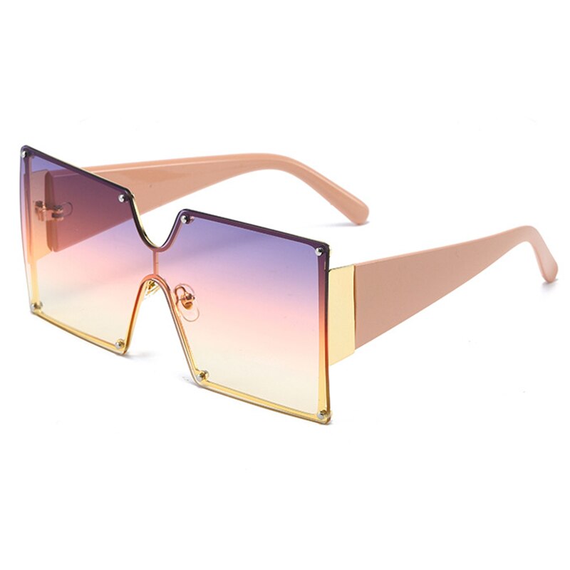 Maxjuli overdimensionerede solbriller metalstel firkantet luksusmærke kvinder spejl solbriller mænd uv store stel nuancer  cs8006: C2 lyserøde