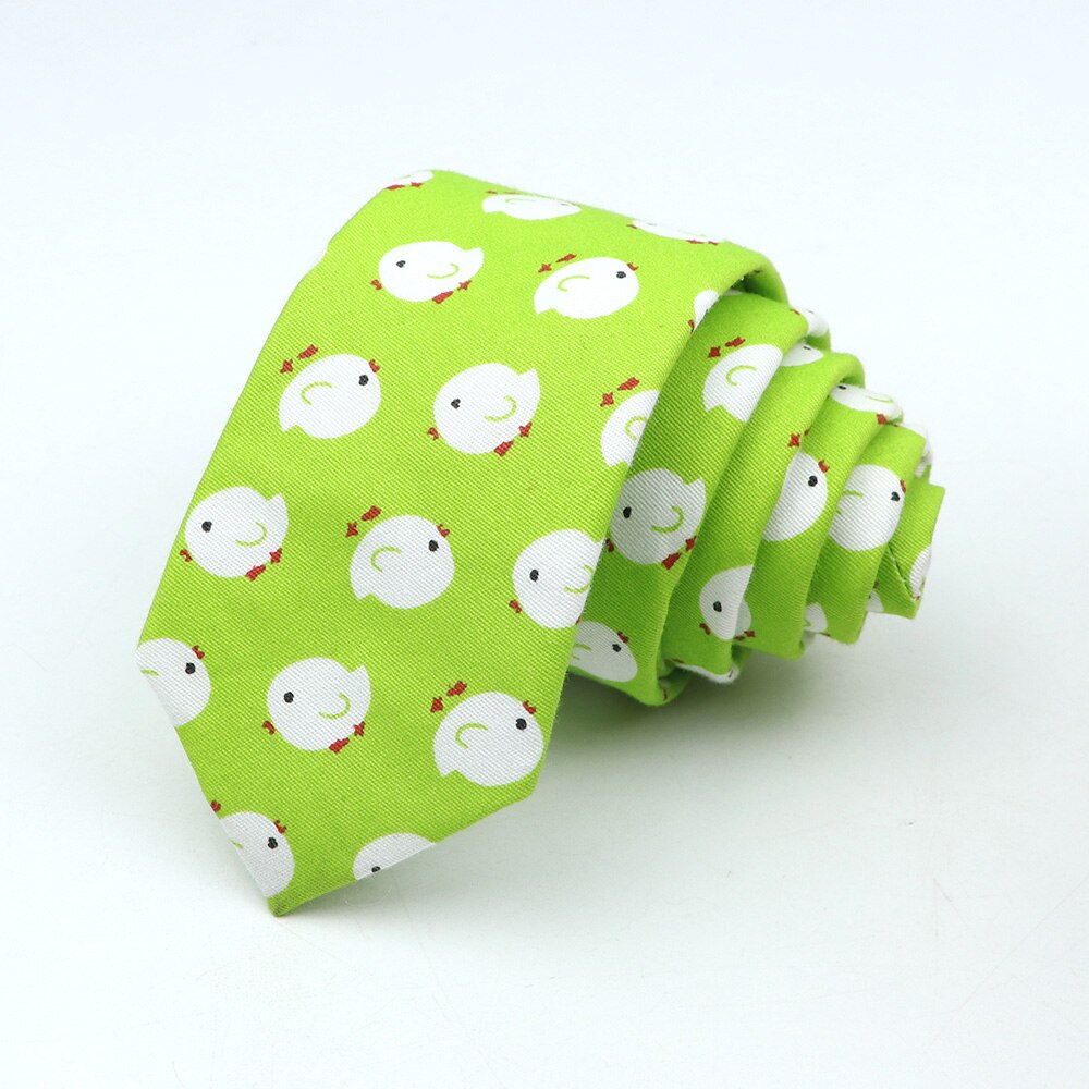 Corbata colorida bonita de dibujos animados para hombres y mujeres, corbata ajustada de algodón con estampado de frutas y animales, corbata estrecha de oso, pato y plátano, divertido