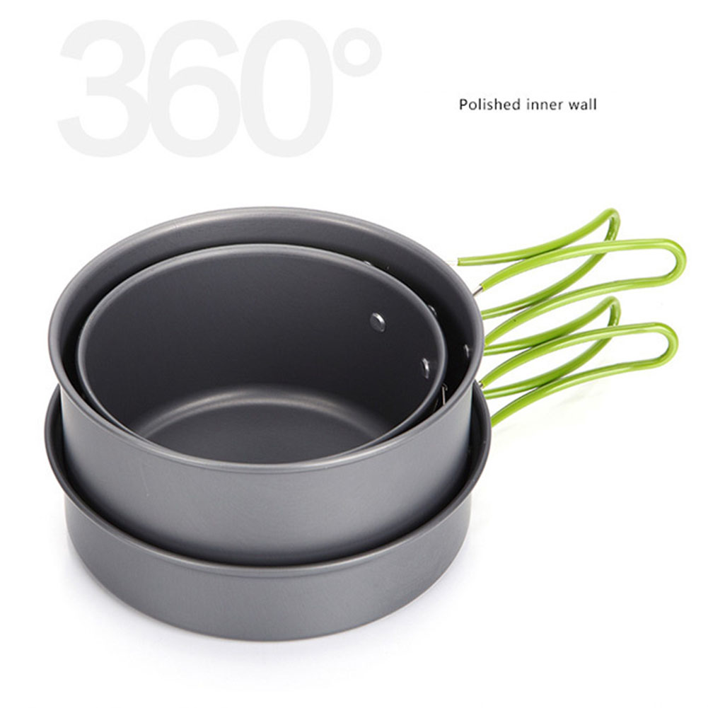 Compacte kookset voor buiten Campingkooktoestellen Antiaanbaklaag Campingkit Slijtvaste aluminium compacte netzak