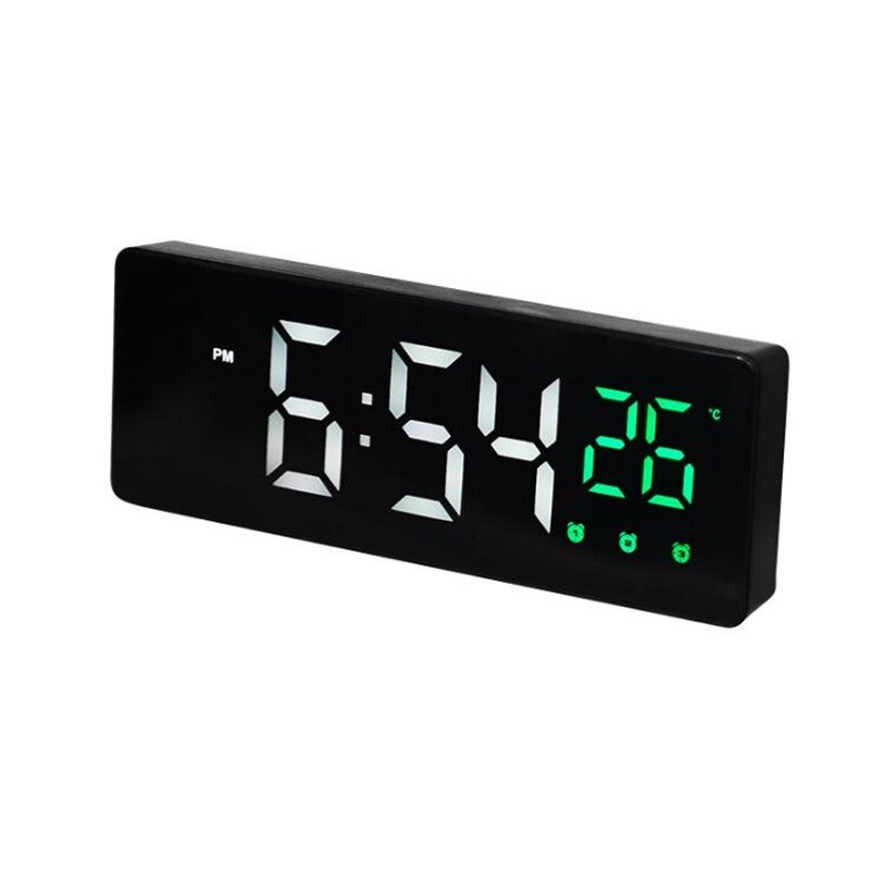 Reloj Despertador Digital con Control de voz, pantalla de temperatura y tiempo de repetición, 3 alarmas, espejo LED con Cable USB