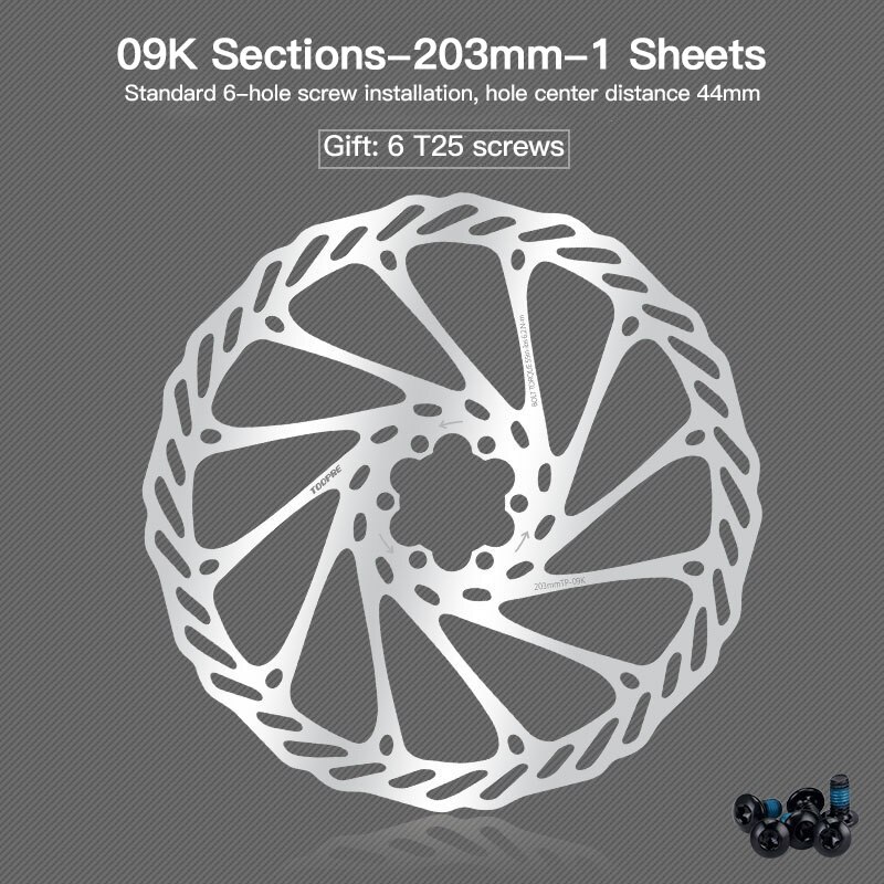 Disques de VTT plaquettes de frein de vélo 160/180/203mm Cassette à disque à Six ongles G3/HS1 avec vis frein à disque en acier inoxydable: 11