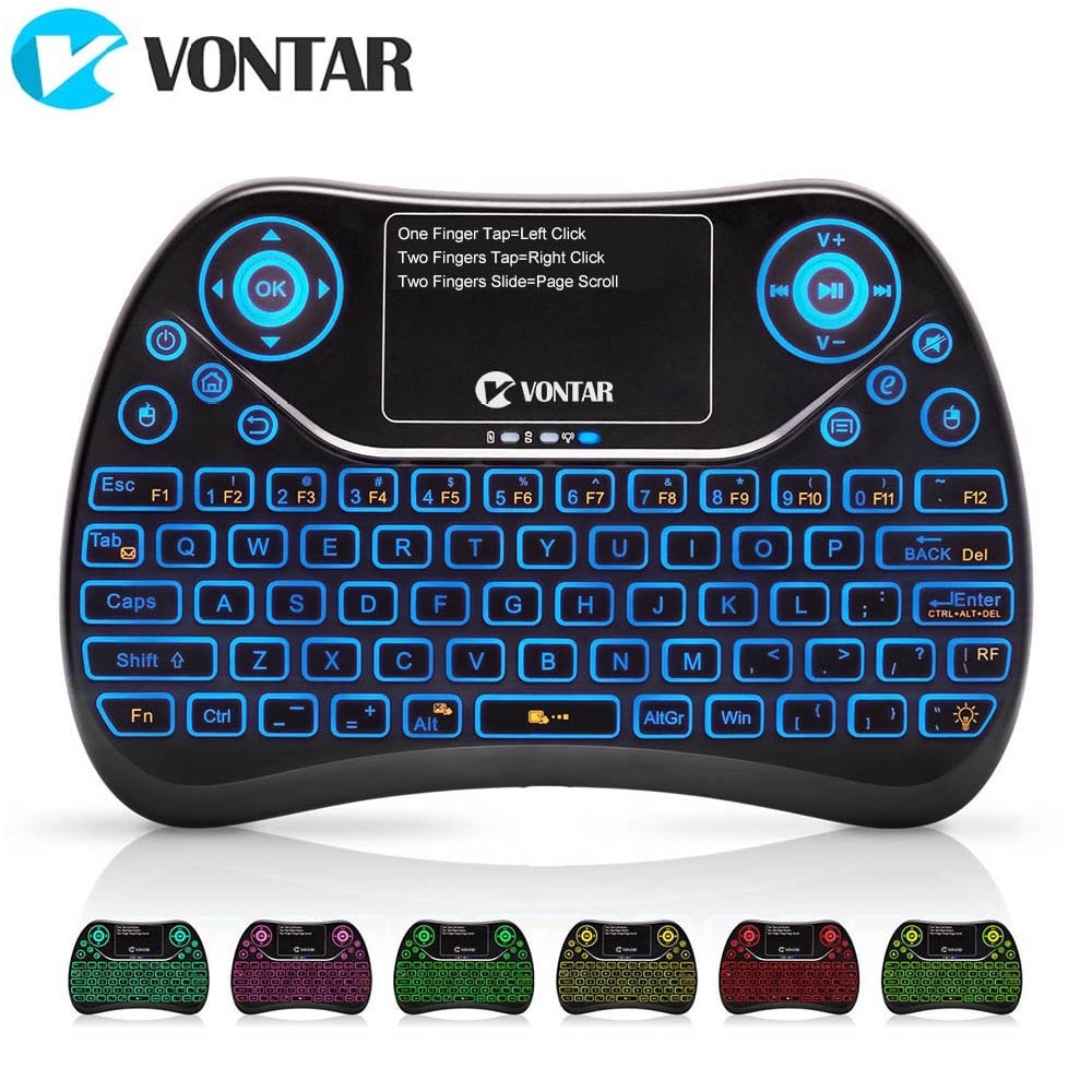 Vontar TX2 Plus Air Fly Mouse Engels-Russisch Draadloze Mini Verlicht Toetsenbord Met Touchpad Voor Android Tv Box X96mini x96 Htpc