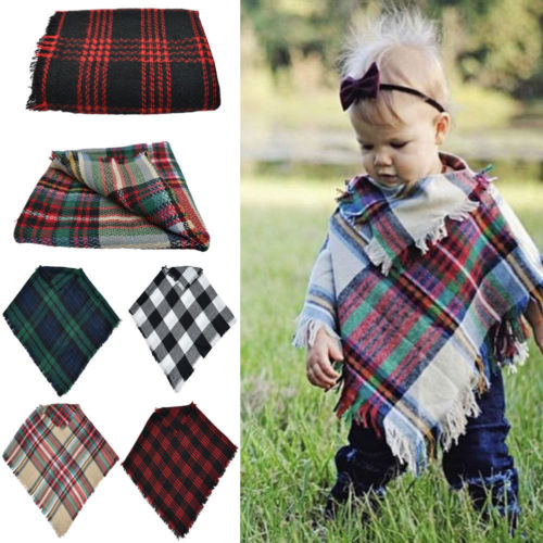 neue Fahion UNS Lagerbier freundlicher Baby Jungen Mädchen Kleinkind Jacke Mädchen Jungen Winter warm Plaid Wolle Schal Tippet Cappa