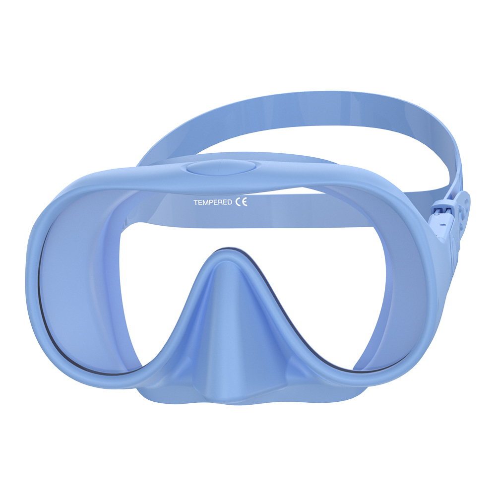 Máscara de buceo sin marco HD panorámica vista ultraancha vidrio templado snorkel gafas de natación adecuadas para adultos: Verde