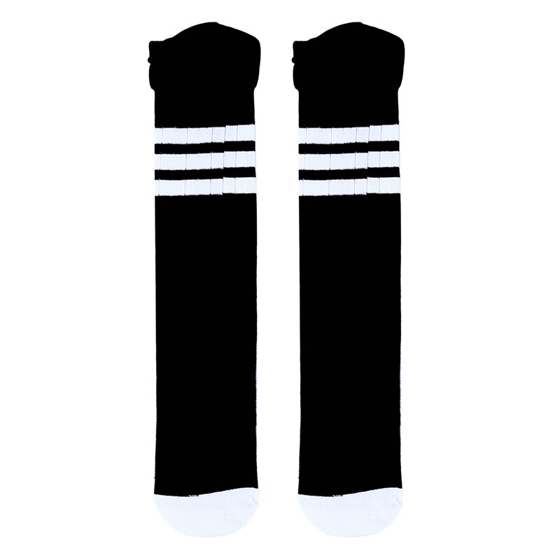 Koreaanse stijl kinder hoge overknee kousen meisjes studenten 4 kleuren gestreepte verdikking ademende kous dij: Zwart