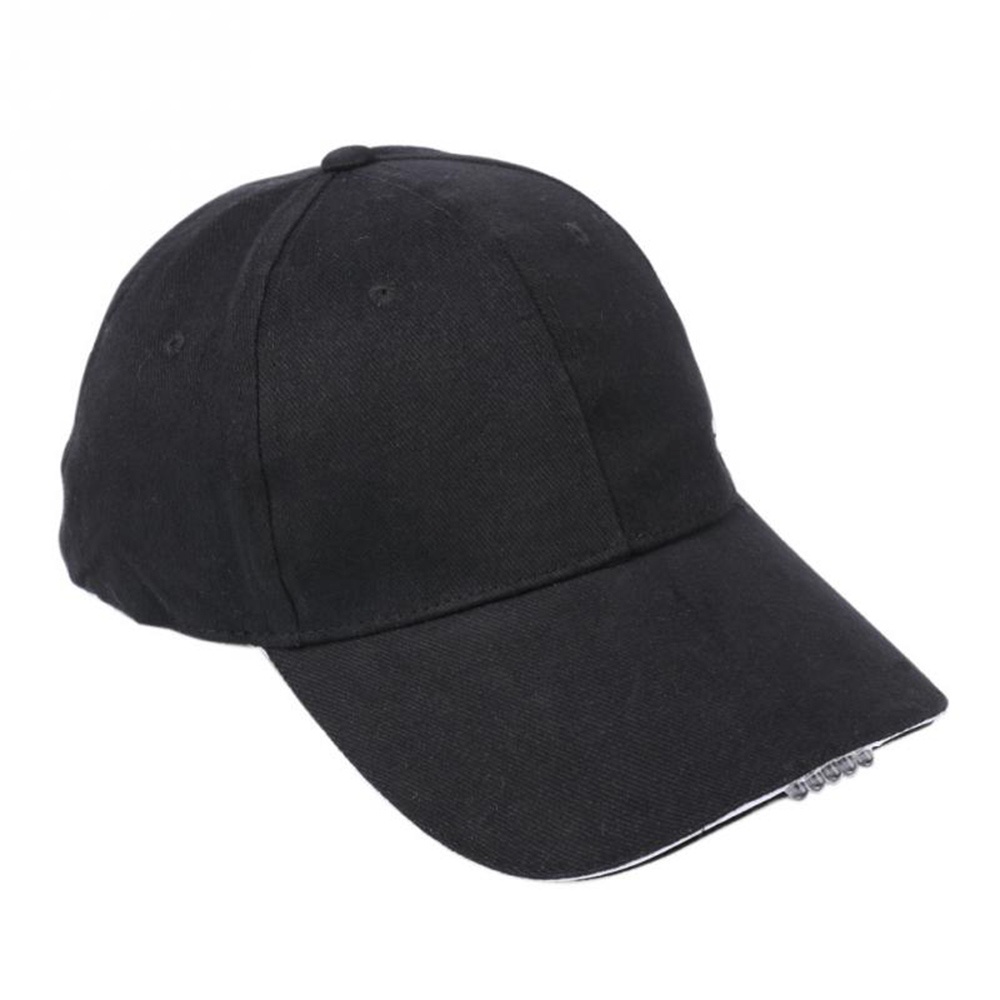 Gorra de béisbol al aire libre con sombrero LED con 5 luces LED brillantes para lectura de caza y pesca: Blanco