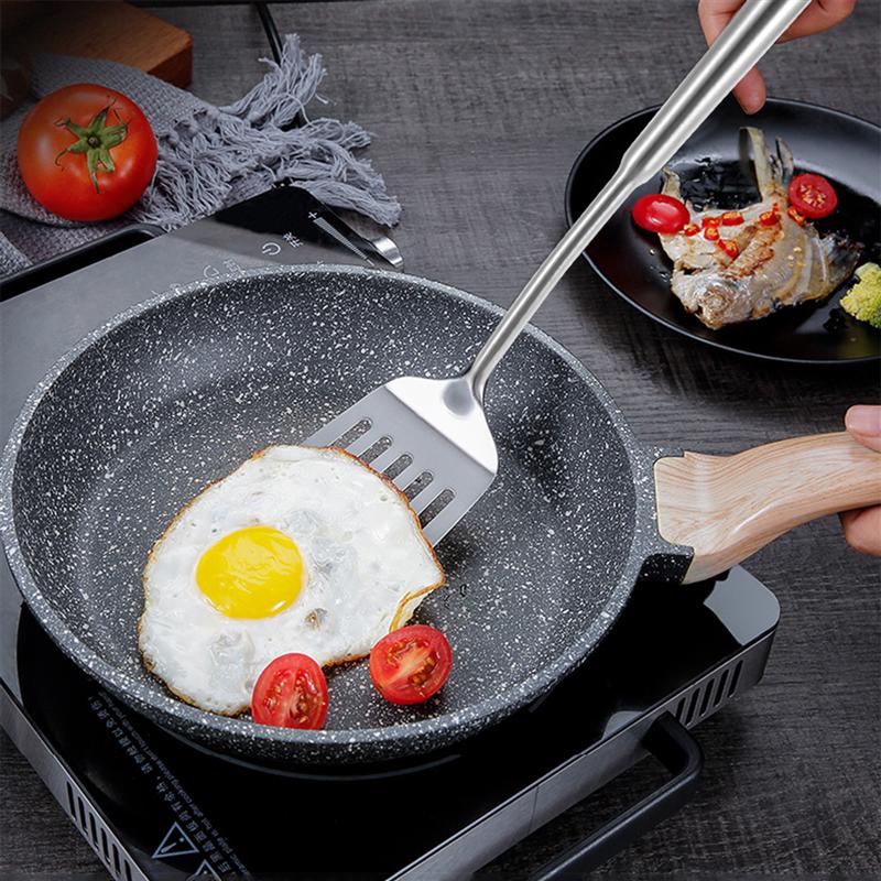 Stainless Steel Slotted Turner Round Handle Spatula Kitchen Utensil Slotted Turner Cookware Home Restaurant Kitchen Accessories