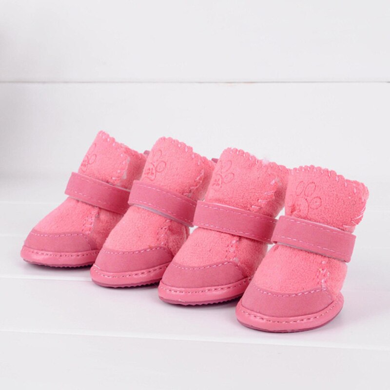 Haustier Hund Schuhe Winter Warme Plus Fleece Stiefel Für Welpen Katze Haustier Schuhe Chihuahua Kleine Hund Schuhe Haustiere Kleidung Liefert: Pink / L