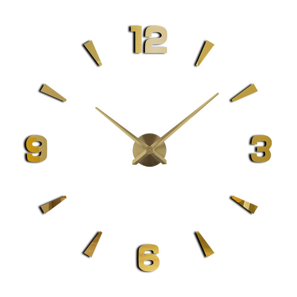 Reloj de pared con pegatinas 3D, relojes para salón, decoración del hogar, reloj de pared grande duvo Saat: gold / 37 inch