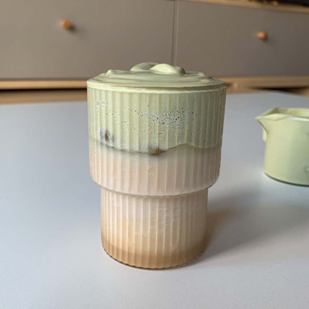 Glass Cup Transparent Tea Coffee Mug Ice Beer Cup Heat Resistant Insulated Glass Cup Milk Juice Mug Origami Style