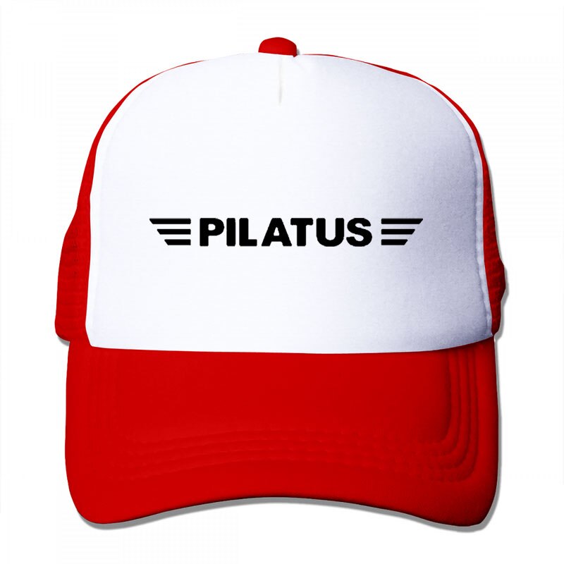 Pilatus-gorra de béisbol de aviación para hombre y mujer, gorro de camionero ajustable a la: 3-Red