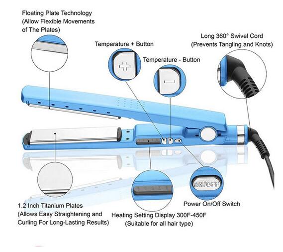 Latest Chapinha Prancha ceramic Nano Titanium 1 1/4" 11/4 Plates Hair Straightening straightener Flat Iron 100-220V