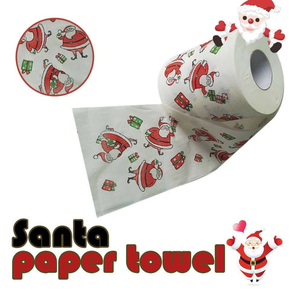 1 rulle julemand julemønster rulle papir print interessant toiletpapir bord køkken toiletpapir papirrulle juleindretning