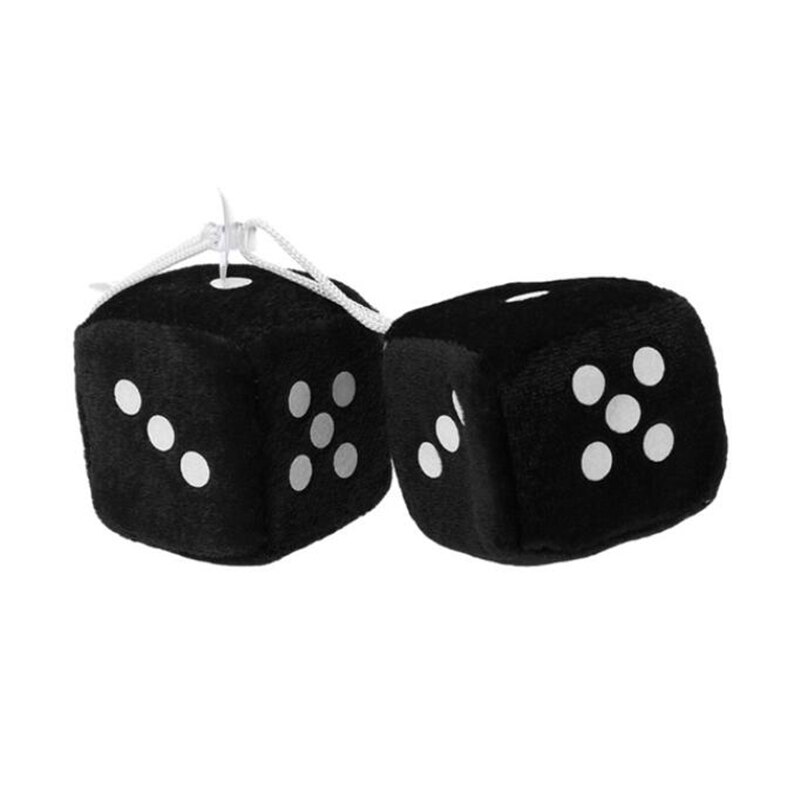 2 stk/parti bil plys vedhæng med diffuse terninger punkter bakspejl krog dekoration bil stil tilbehør bil dekoration: Sort