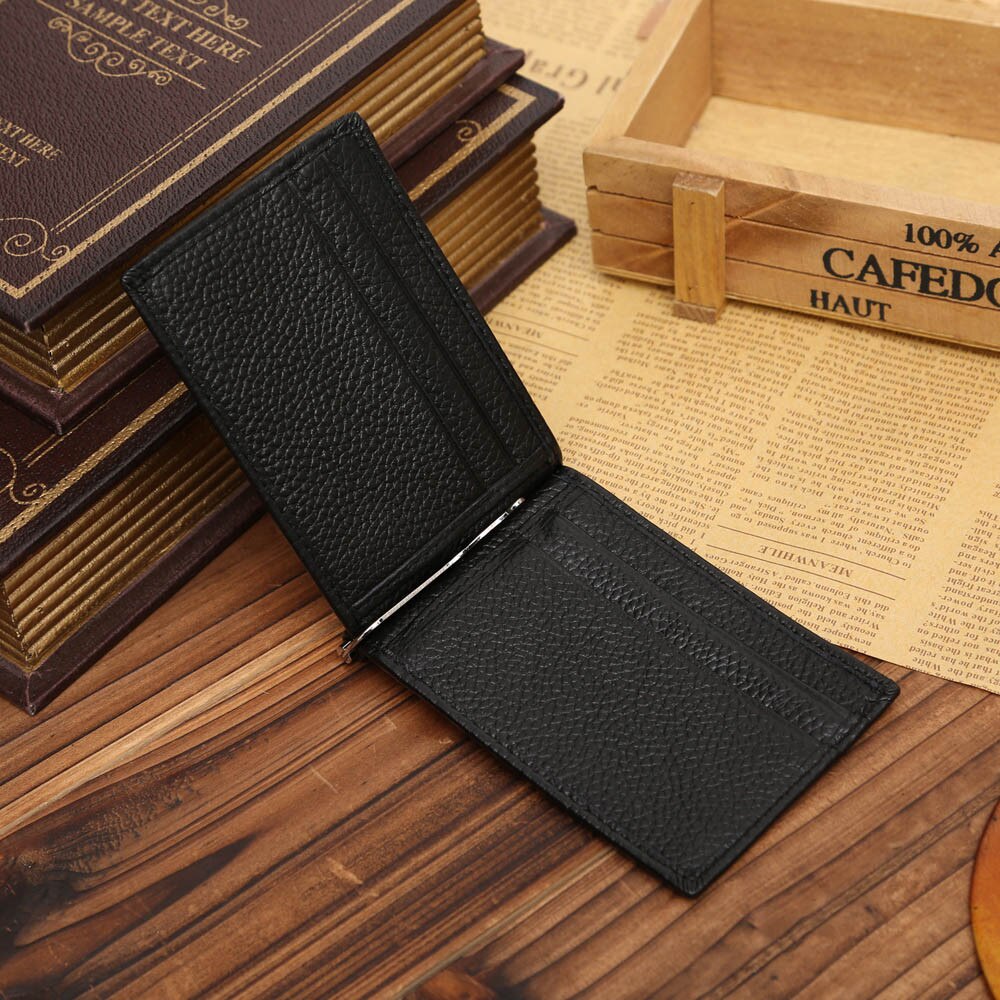Xiniu luxe merk kleine mini ultradunne slanke portemonnees heren leren portemonnee met clip en id- en creditcardhouder