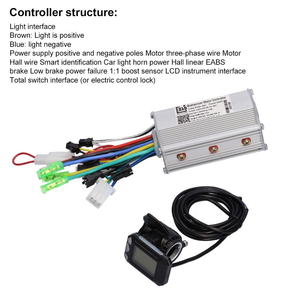 24V/36V/48V 350W Electric Bike Brushless Motor Controller With LCD Display Electric Bicycle Scooter Ebike Parts ​Easy To Install