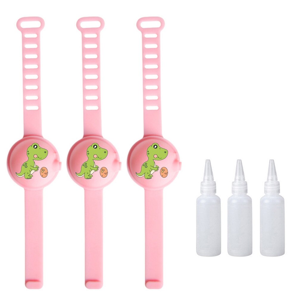 Håndrensemiddel dispensering bærbart armbånd armbånd hånddispenser 10ml 3 stk håndsåpedispenser sanitizer dispensingp 817: Rosa