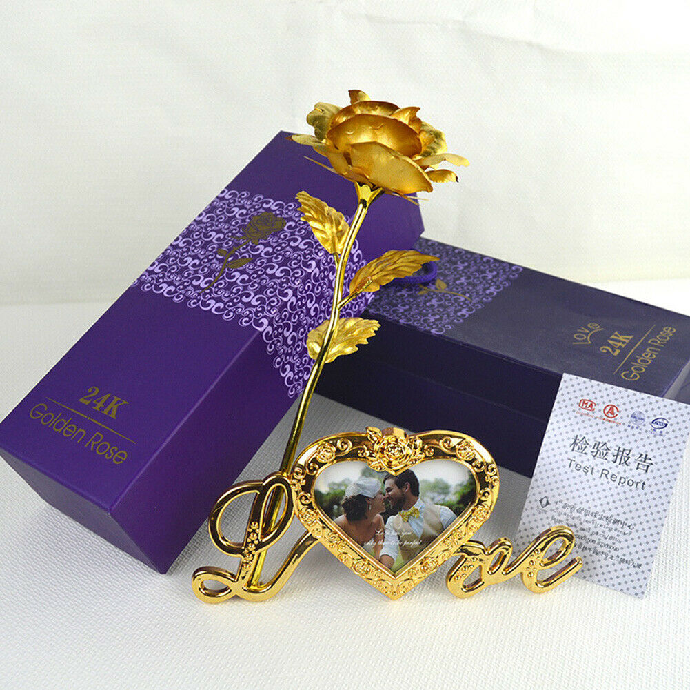 Beautiful 24k Gold Plated Golden Rose Flowers Anniversary Mothers Day Girlfriend Artificial Flowers: Gold