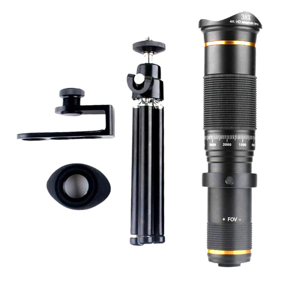 Mobile Phone Telephoto Lens 38X Zoom Double Focus HD Cell Phone Camera Lens with Tripod for iPhone for Samsung