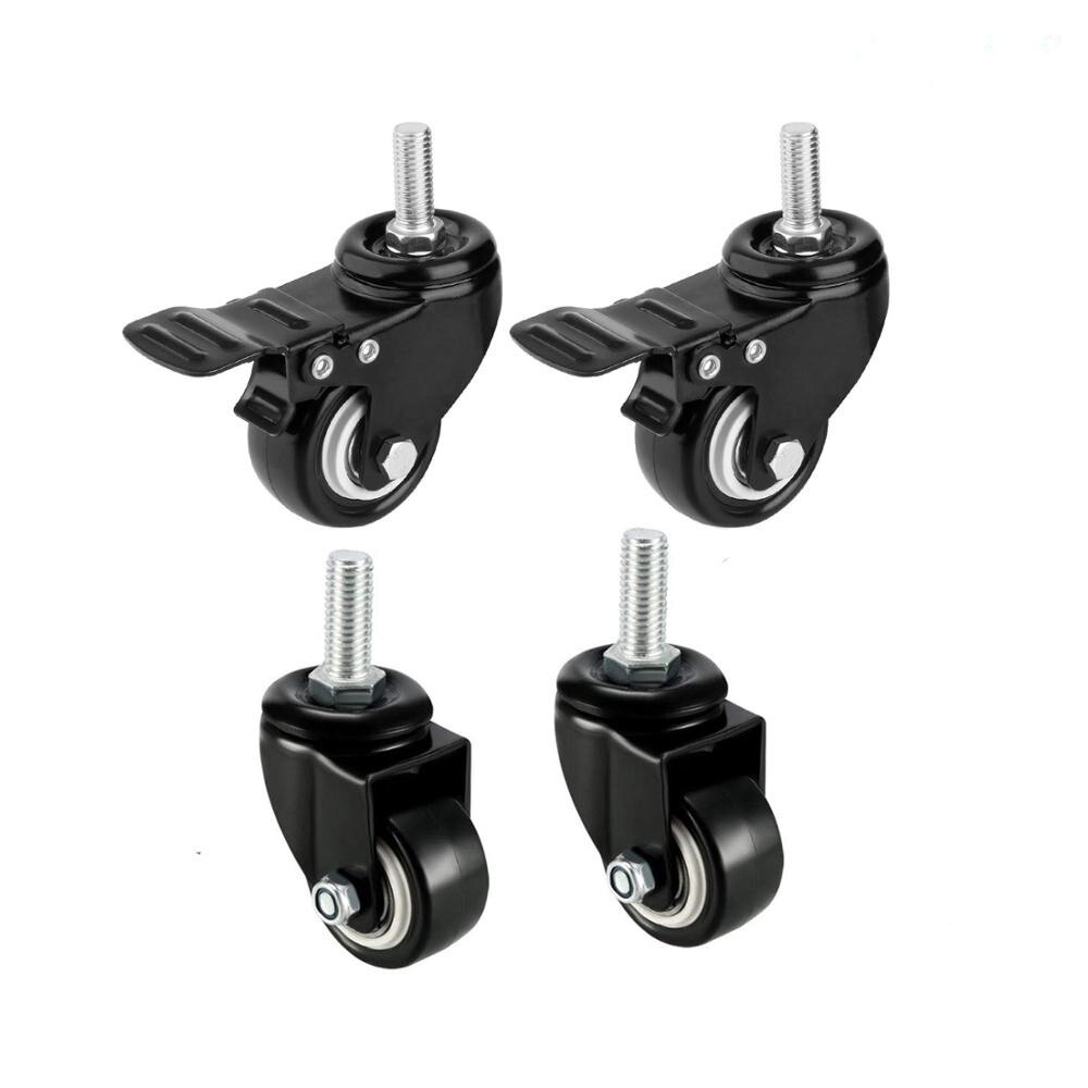 1Pcs Heavy Duty 1.5 "/2" Zwenkwiel Wielen Draadstift Met Rem Trolley Meubels Caster M8/M10 Schroefdraad Stem En Noten