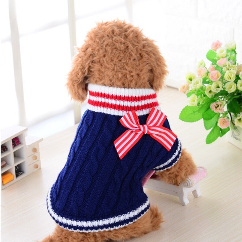 2 couleurs chien vêtements chiot chandails pour petits chiens animal de compagnie tricoté pull vêtements pour pull Chihuahua tricots pull chien # XXS