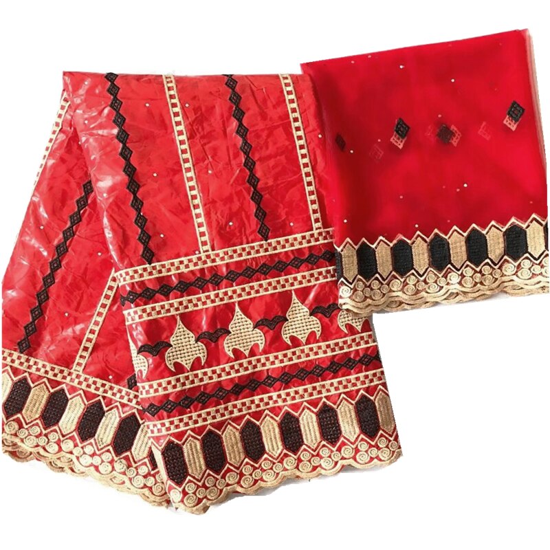 Bazin-tissu riche avec perles, tissus africains, bazin jacquard de guinée brocart avec dentelle française, robe pour femmes: 3L145330B406