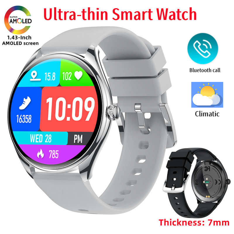 2024 novo ultra-fino relógio inteligente feminino relógio esportivo 1.43 polegadas tela amoled masculino bluetooth chamada monitoramento de freqüência cardíaca smartwatch