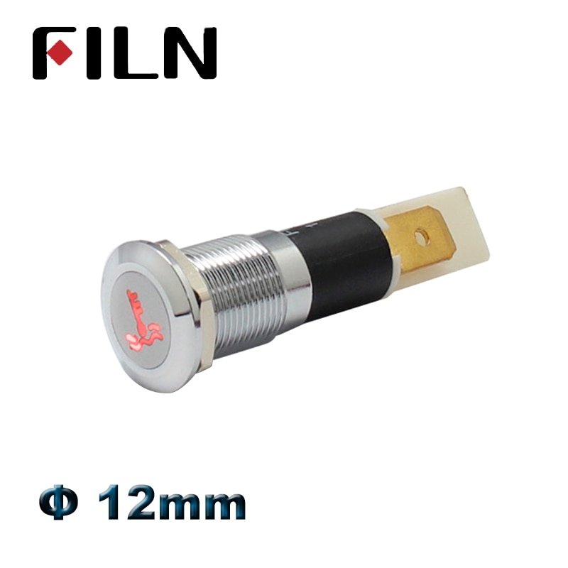 12mm waterproof metal led indicator light with car boat dashboard warning symbol led 12v 24v pilot lamp signal lamp