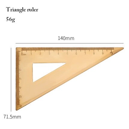 Regla de latón Vintage para niños, regla triangular, conjunto de herramientas de medida, 12cm, 15cm, regla Kawaii, accesorios de papelería: YELLOW
