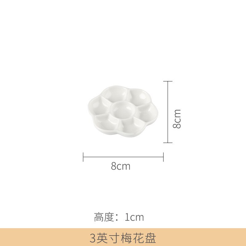 Paleta de cerámica para pintura de acuarela, materiales de arte de paleta de porcelana blanca, suministros profesionales de pintura de cerámica: A