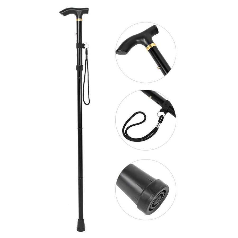 Adjustable Hight Folding Walking Canes Sticks Aid Support Seniors Disabled and Elderly Stick Cane Portable 4 knots Crutch