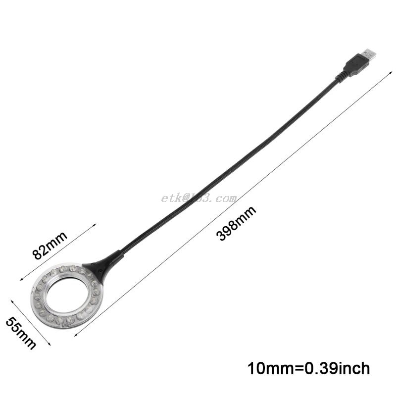 Ring LED Light USB Table Desk Lamp 5V Bright Bulb Adjustable Angle Reading Camping Powerbank Laptop Desktop Notebook PC Portable