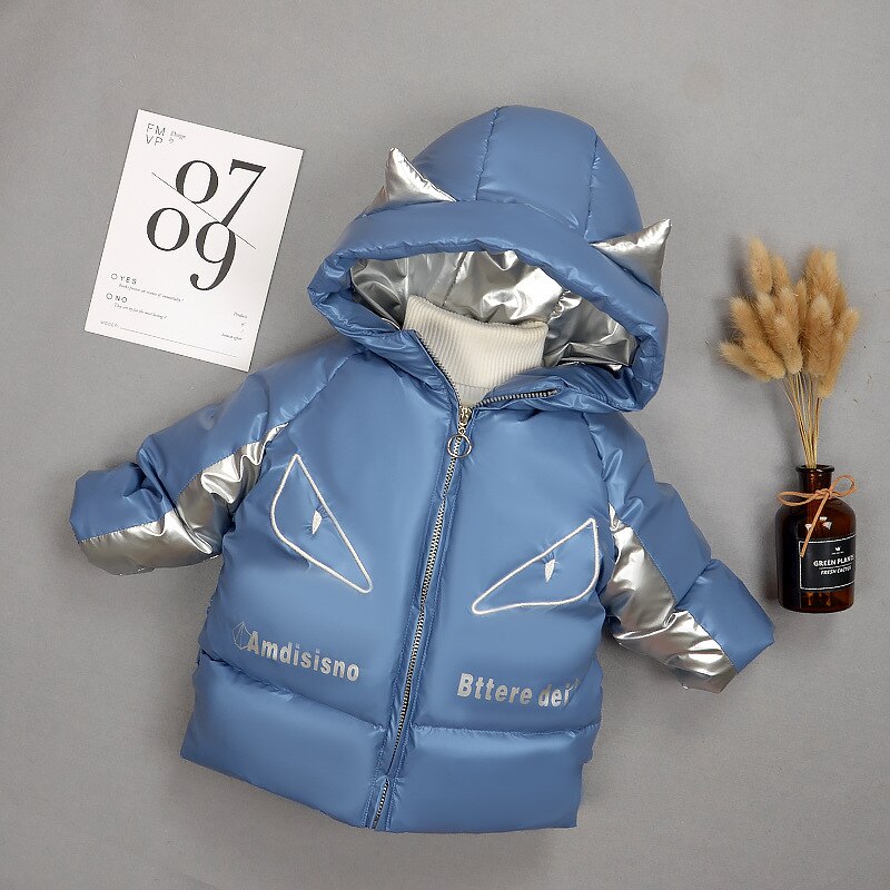 Mode Winter Zwaargewicht Glanzende Katoen Kind Jas Warm Baby Meisjes Jongens Jas Kinderen Bovenkleding Kids Outfits Voor 1-5 jaar Oud: Blauw / 5T