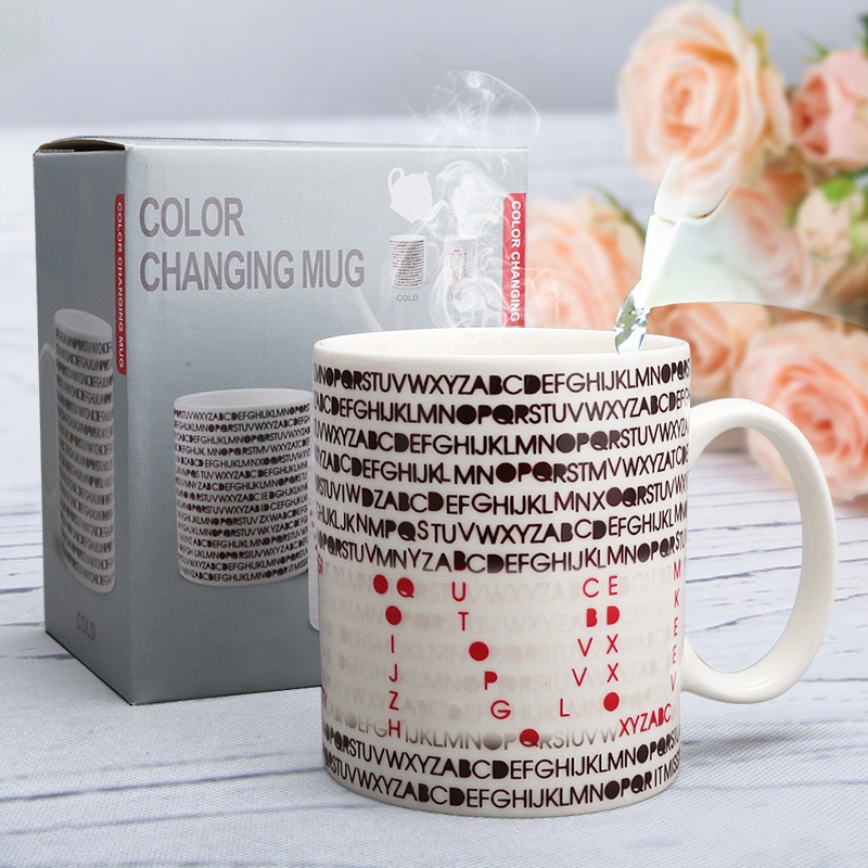 350mL Love Code Magic Mug I LOVE YOU Temperature Changing Cup Heat Sensitive Cup Coffee Tea Milk Mug Novelty