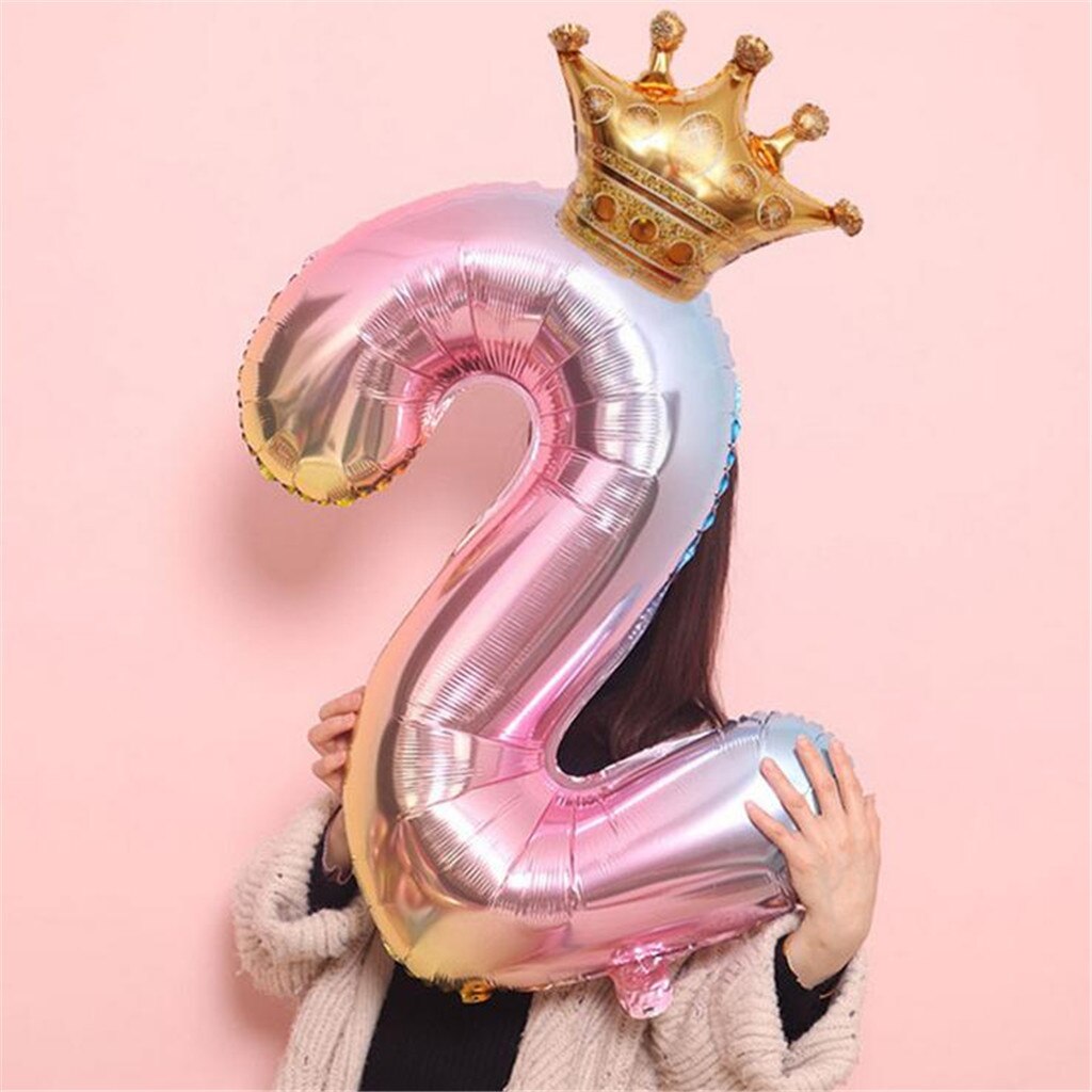 Crown Number Foil Balloons Number Ballon Happy Birthday Party Decoration 32 Inch Party Decorations Adult Wedding Kids Toy
