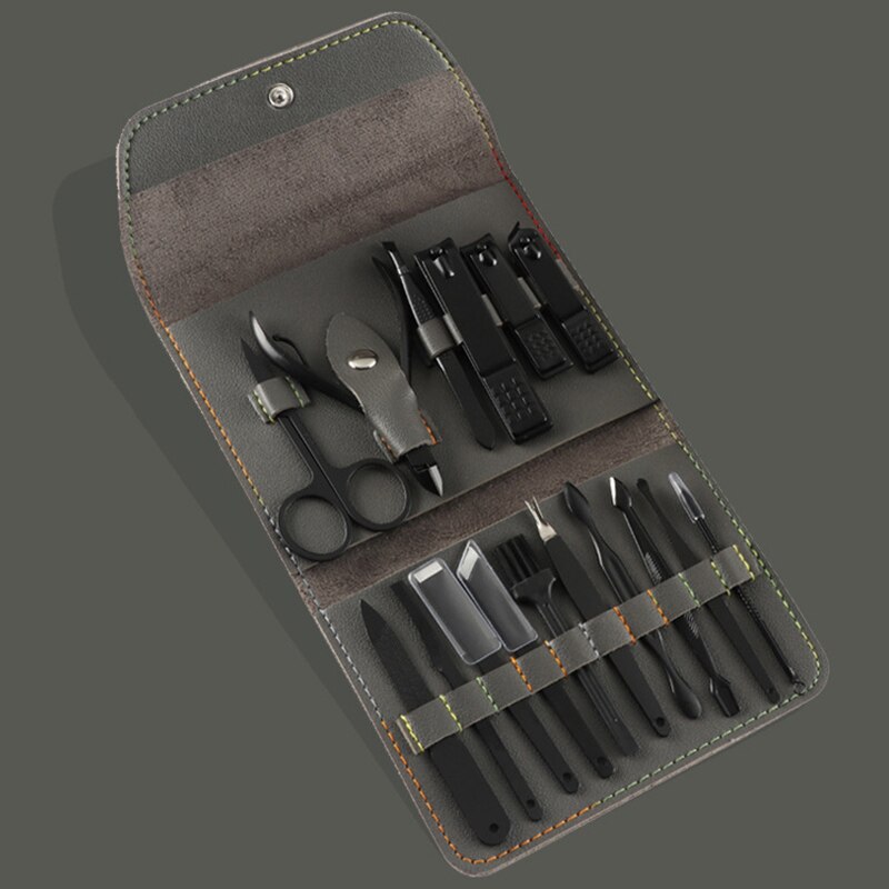 16Pcs/set Nail Cutter Nail Clipper Set Folding Bag Stainless Steel Cutter Tool Finger Nail Clipper Kit Scissors Nail Trimmer Set: 02