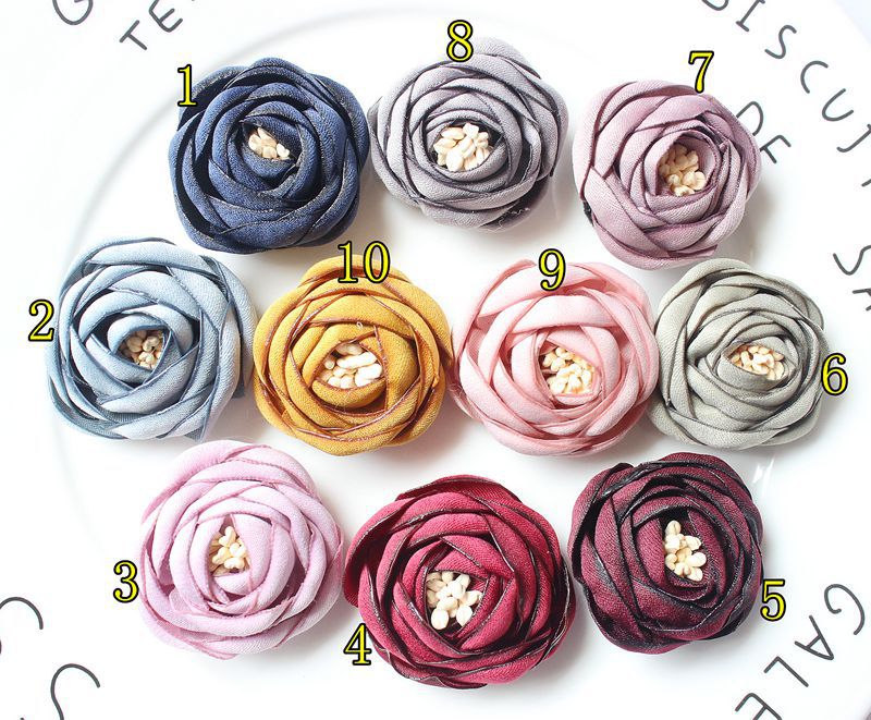 Flor de Camelia con borde quemado, accesorio para el pelo de vacaciones, boda, # FL2020004