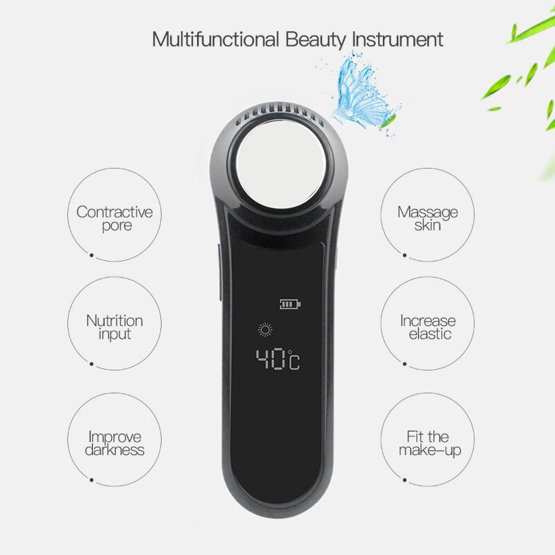LCD Display Cold Hammer Cryotherapy Facial Lifting Vibration Massager Face Body Spa Ion Beauty Instrument