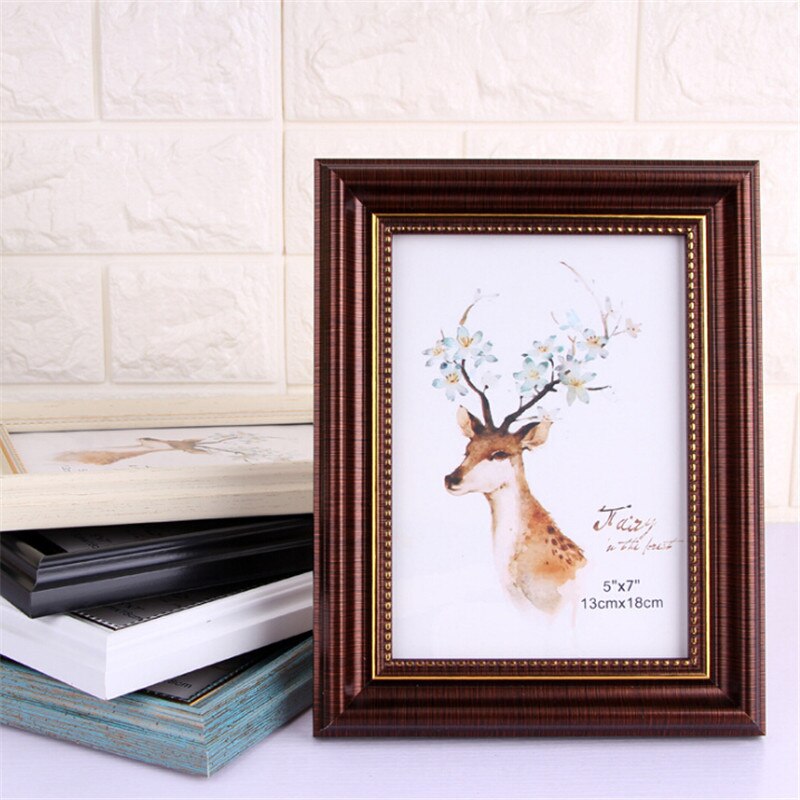 Vintage European Wedding Photo Frame Table Wall Hanging Handmade Home Decor 6inch 8inch 10inch A4: Brown / 8 inch