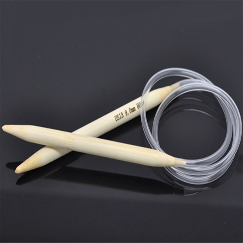9mm Bamboo Circular Knitting Needles Transparent Tube Sewing Needle Craft Needlework DIY Supplies 80 cm(31 4/8") long, 1PC